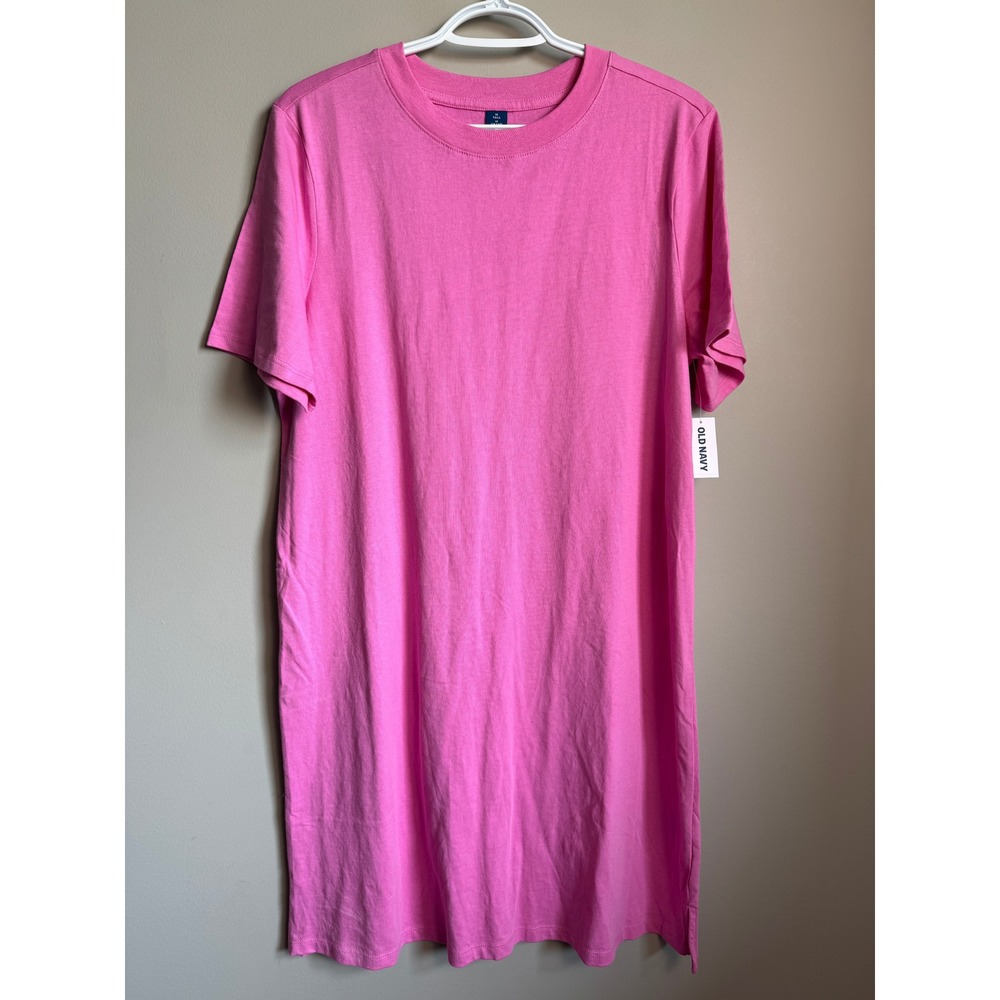 Old Navy Womens Pink SS Vintage Tee Dress M Tall Casual Barbiecore Mini T-Shirt